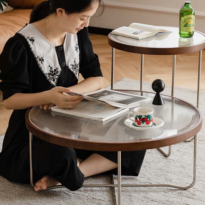 ガラス天板コーヒーテーブル