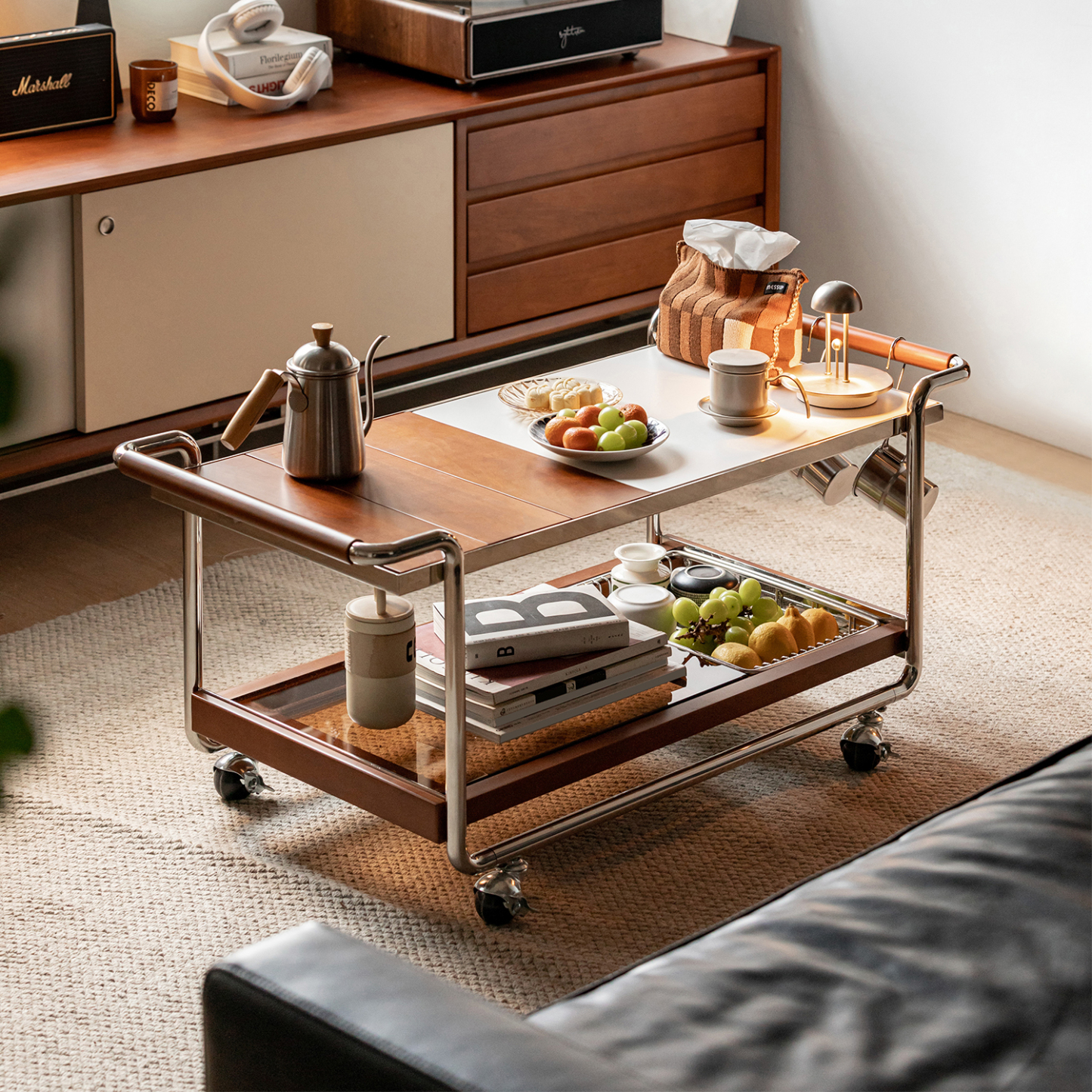 Woody Prime Boxツゲ材 アウトドア風万能キッチンカート | 調理から