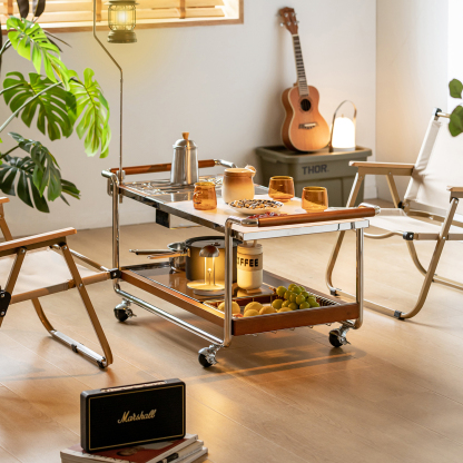 Woody Prime Boxツゲ材 アウトドア風万能キッチンカート