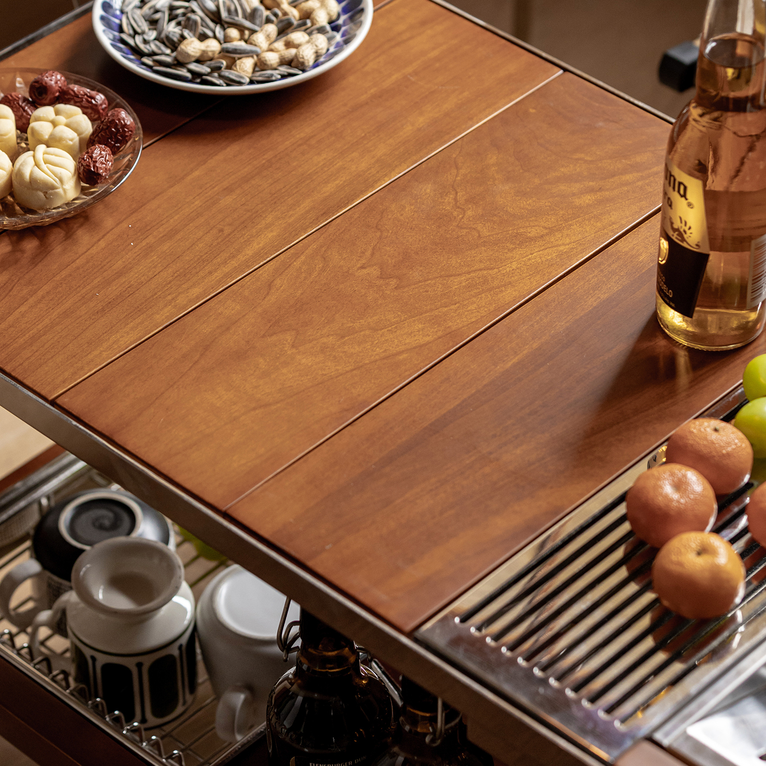 Woody Prime Boxツゲ材 アウトドア風万能キッチンカート