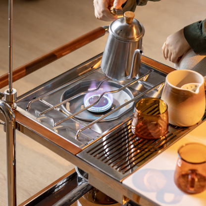 Woody Prime Boxツゲ材 アウトドア風万能キッチンカート