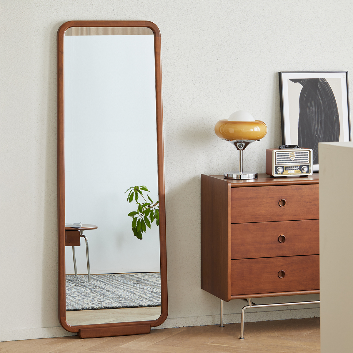 Woody Prime Boxツゲ材 木製レトロスタンドミラー