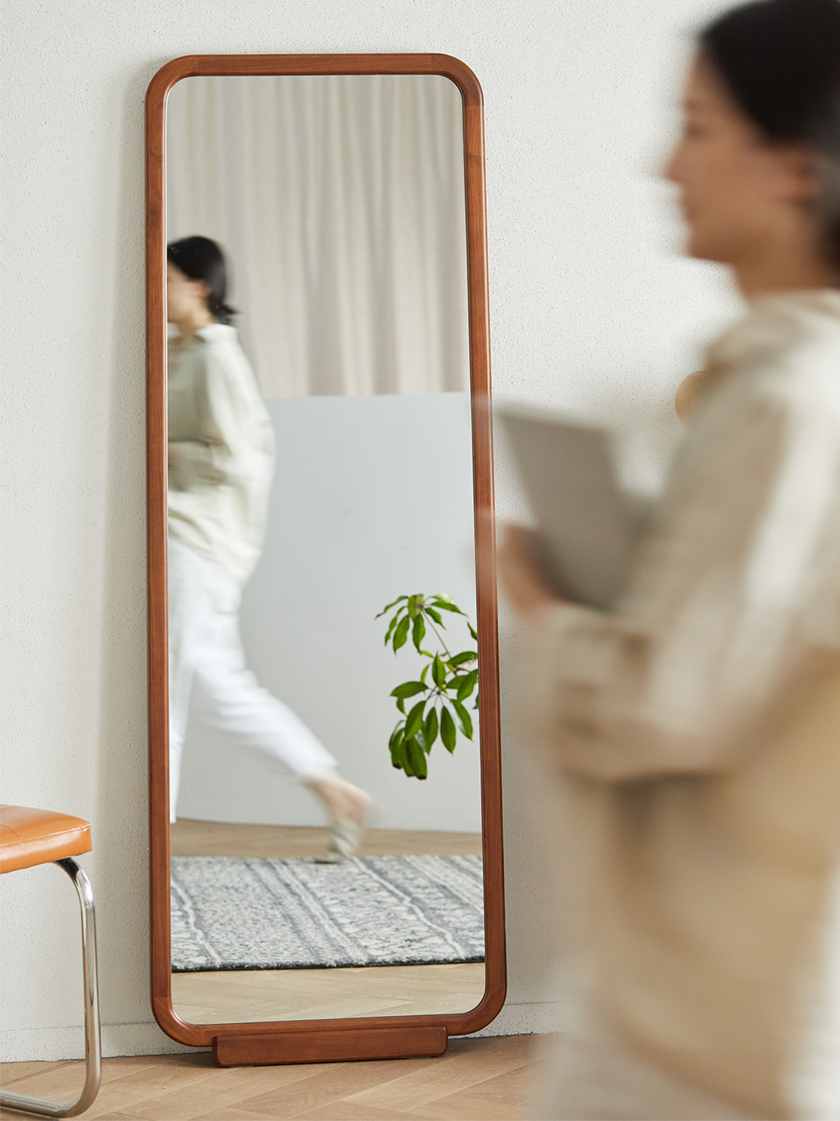 Woody Prime Boxツゲ材 木製レトロスタンドミラー