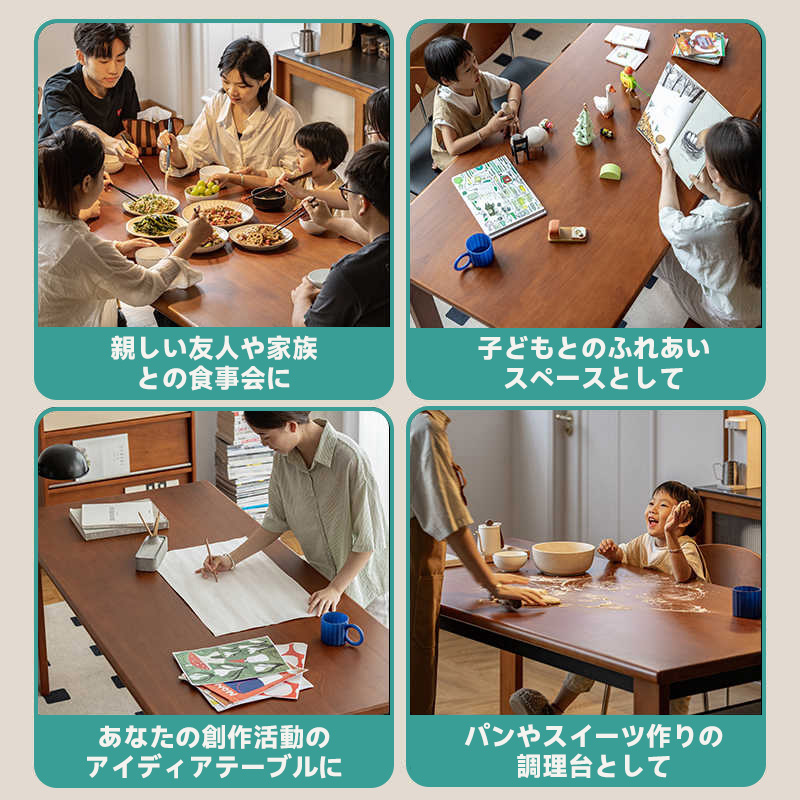 ツゲ材 シンプル木製ダイニングテーブル