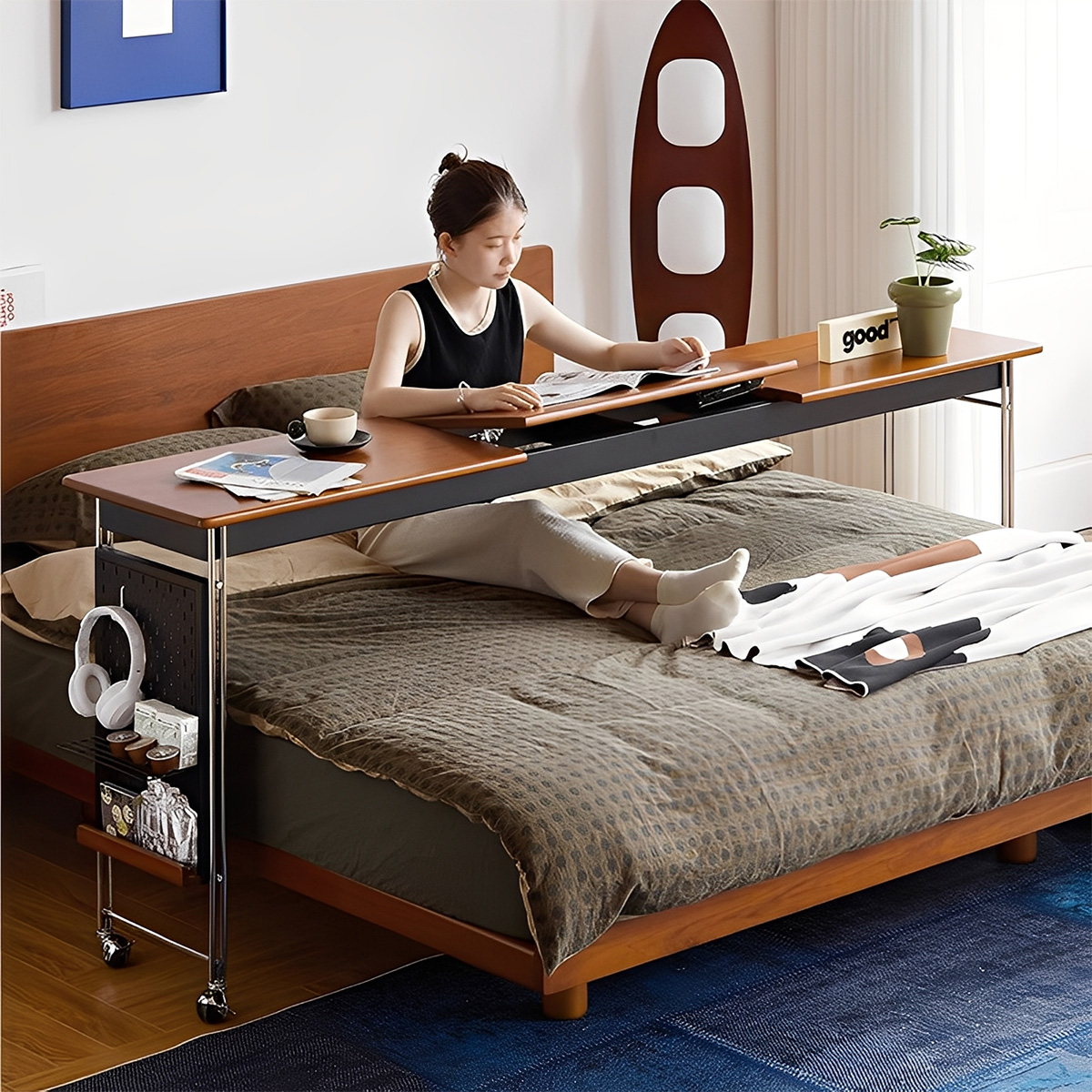 Woody Prime Boxツゲ材 木製ベッドデスク