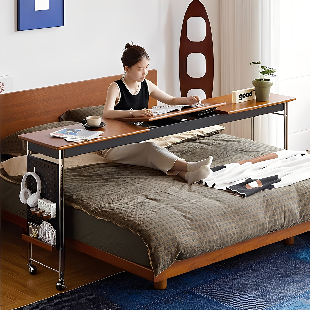 Woody Prime Boxツゲ材 木製ベッドデスク