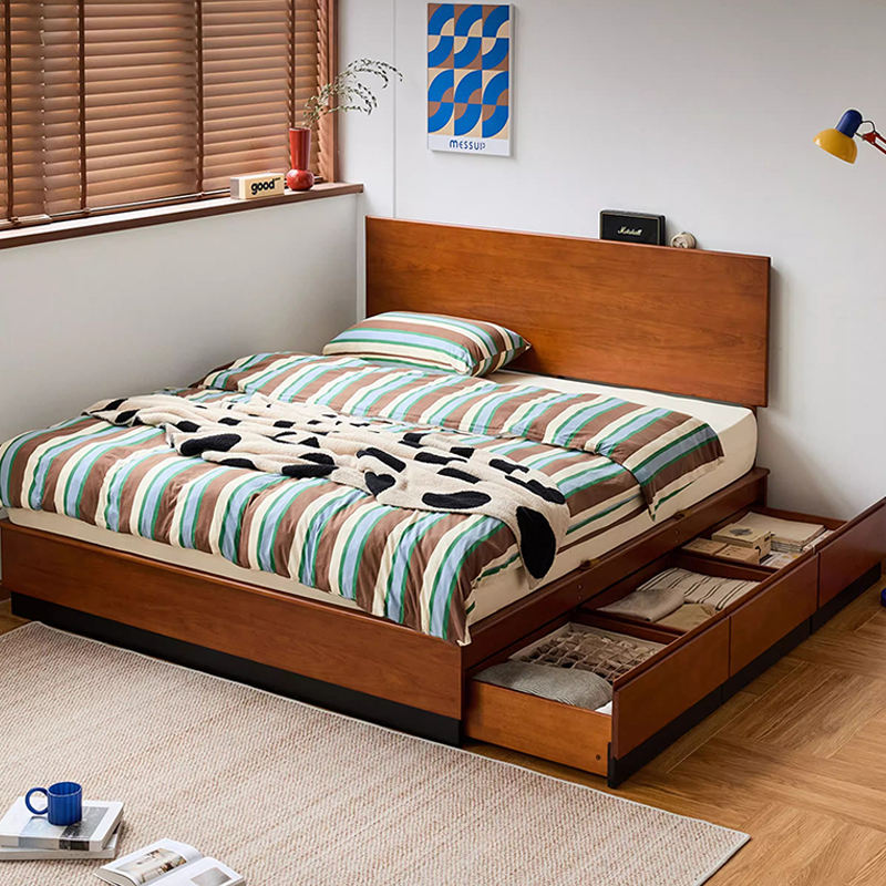 Woody Prime Boxツゲ材 収納付き木製ベッド
