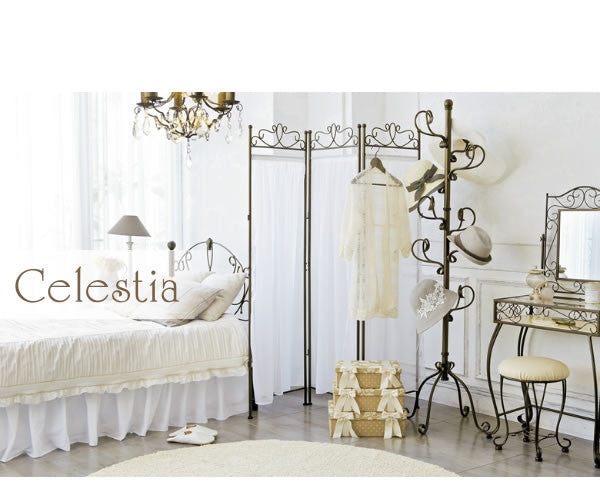 アンティークレースカーテン3連パーテーション | エレガントな曲線美と