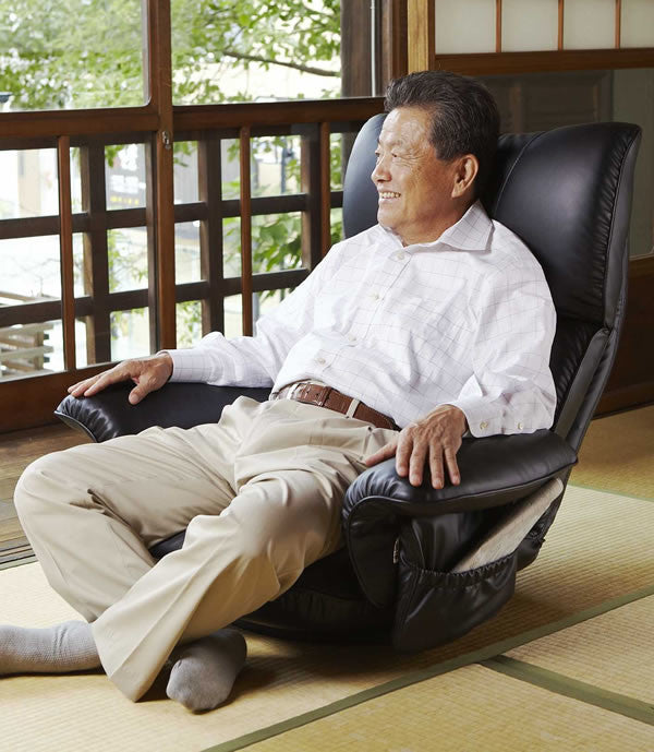 レバー式背もたれ13段階リクライニングレザー座椅子 | 13段階調整可能