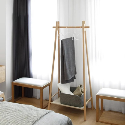 天然木シンプルハンガーラック