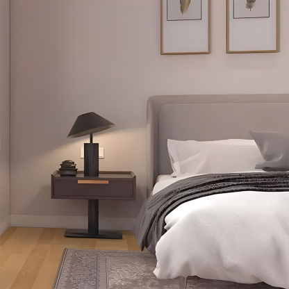 スタンドタイプ天然木ベッドサイドキャビネット