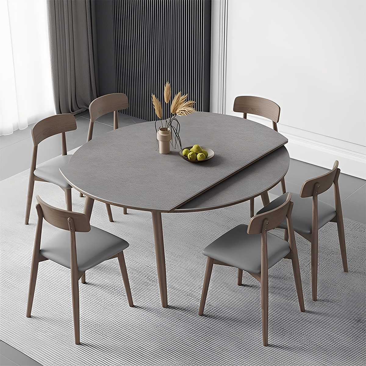 みゆ　テーブル ミッドセンチュリー風伸縮式ダイニングテーブル | レトロ感漂う伸縮式