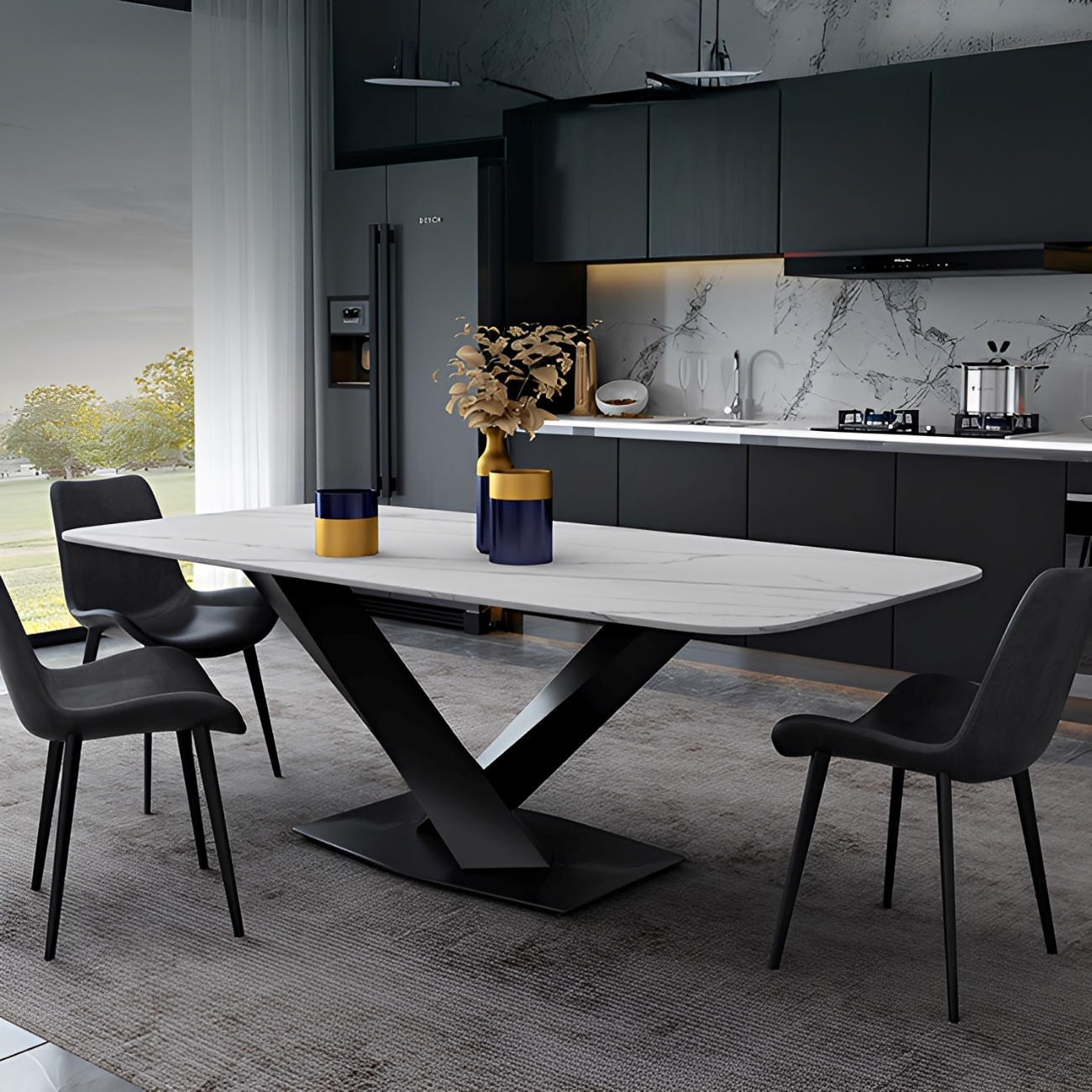 クロスレッグダイニングテーブル | イタリアンモダンの洗練された