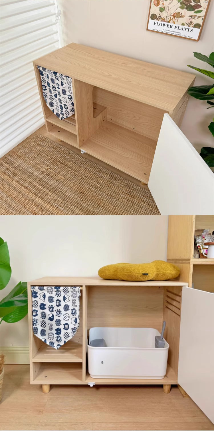 コンパクト猫トイレキャビネット 家具 木 ペット インテリア