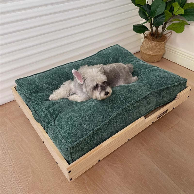 犬用木製ペットベッド｜カラーとサイズが選べるクッション付き