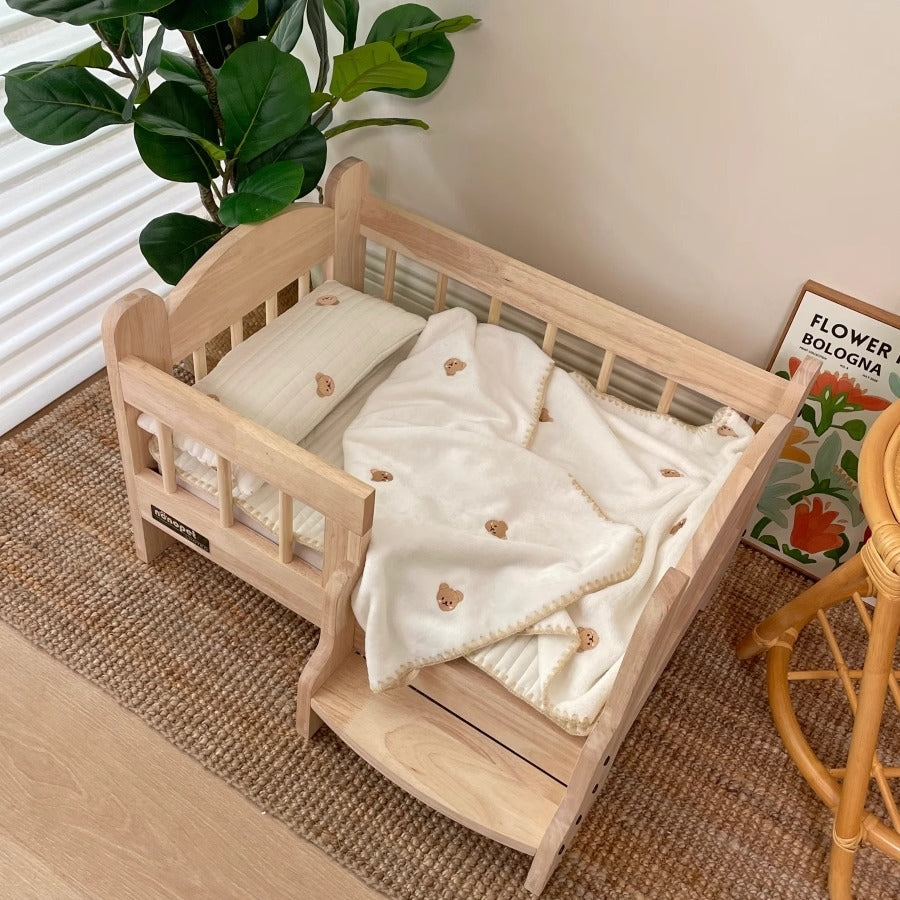 カウントリー風木製ペットベッド – CAGUUU