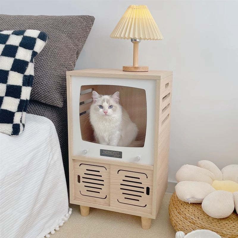 テレビ型木製キャットハウス