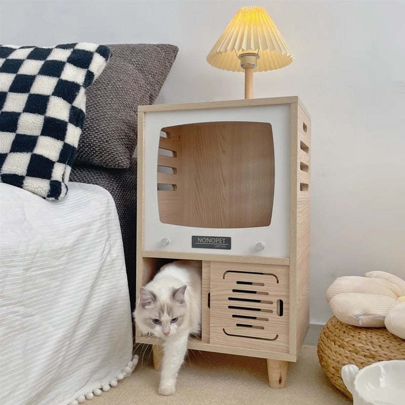 テレビ型木製キャットハウス