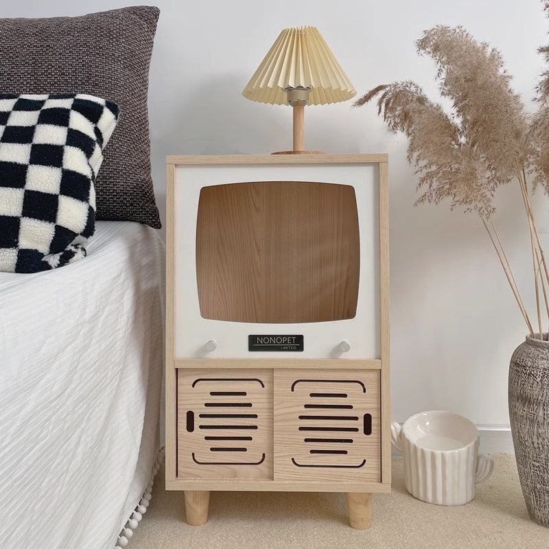 テレビ型木製キャットハウス | 北欧風デザインの多機能ペット家具 – CAGUUU
