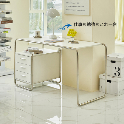 収納付きステンレスフレームデスク