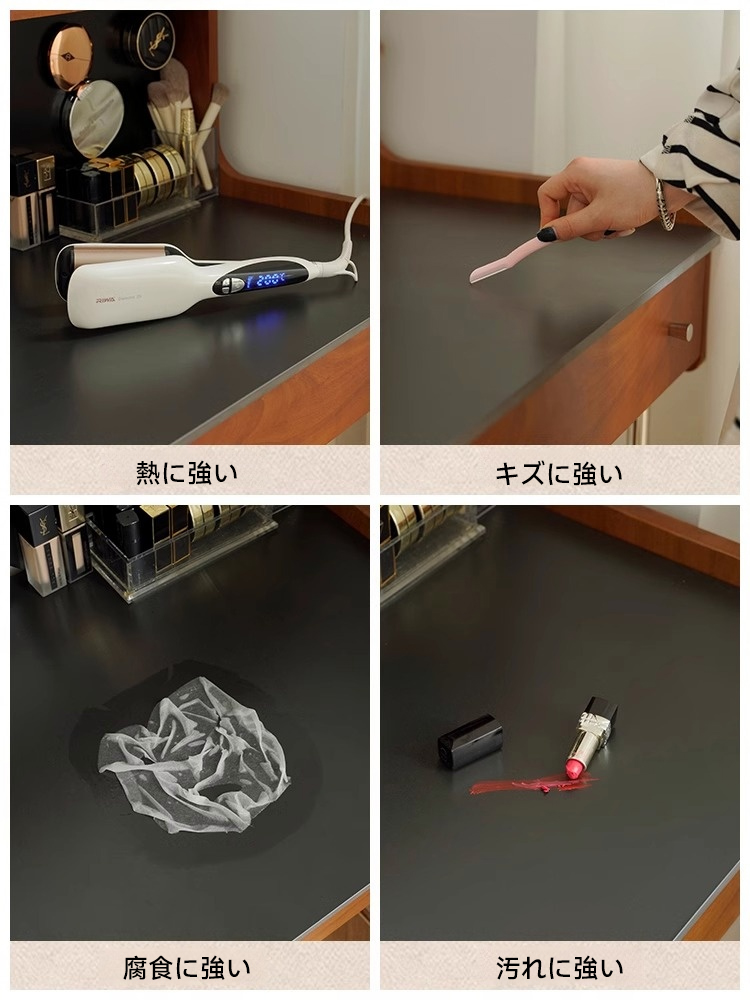 ツゲ材 隠し収納付き木製ドレッサー