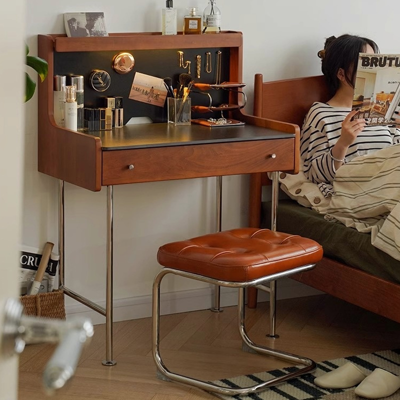 ツゲ材 隠し収納付き木製ドレッサー