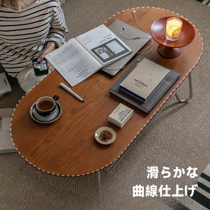 ツゲ材 ホワイトアッシュ材 フロートデザインティーテーブル