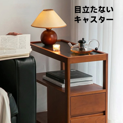 ツゲ材 セラミック天板可動式ワゴン