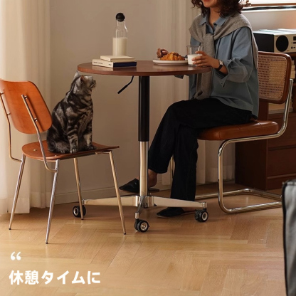 ツゲ材昇降サイドテーブル