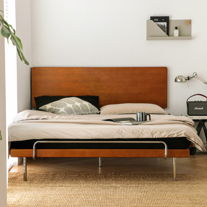 ツゲ材 天然木スチールコンビベッド