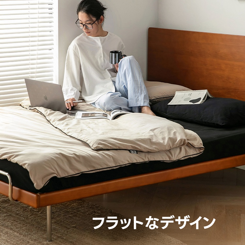 ツゲ材 天然木スチールコンビベッド