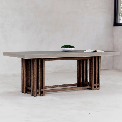 天然木コンクリートテーブル | 素材の対比で生まれる静謐な佇まい – CAGUUU