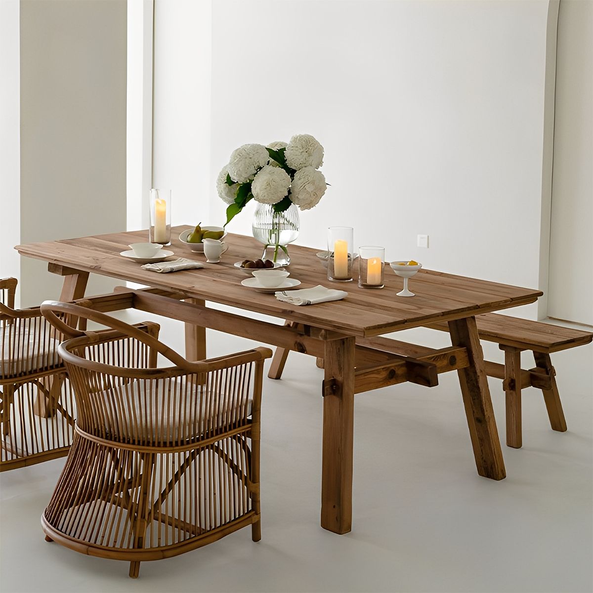 パイン材テーブル＆ベンチセット