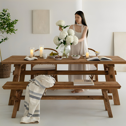 パイン材テーブル＆ベンチセット