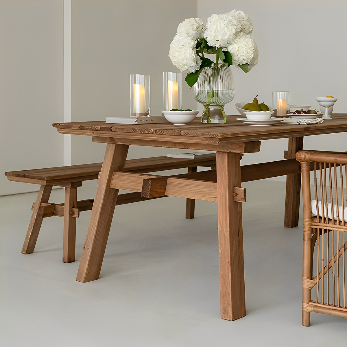 パイン材テーブル＆ベンチセット