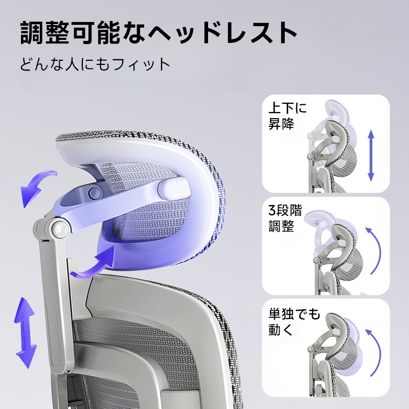 背もたれ昇降メッシュクッションワーキングチェア