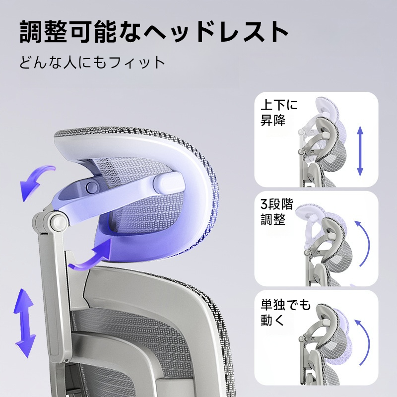 背もたれ昇降メッシュクッションワーキングチェア
