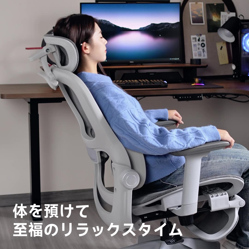 ハンガー付きモノトーンメッシュワーキングチェア