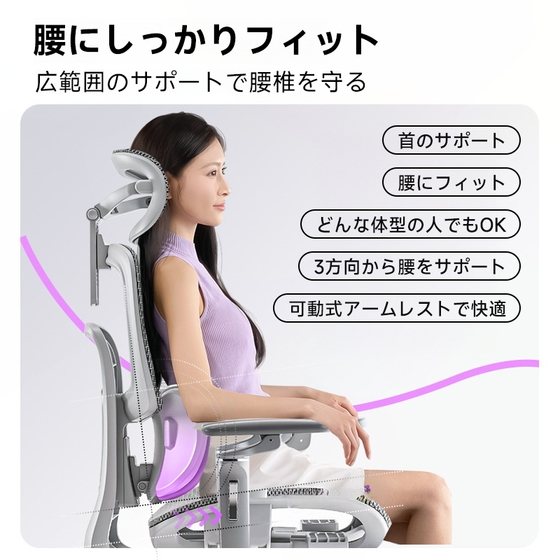 三分割ランバーサポートワーキングチェア