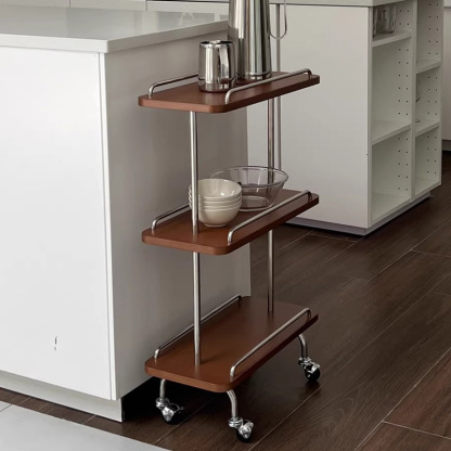 ステンレスフレーム天然木ワゴン