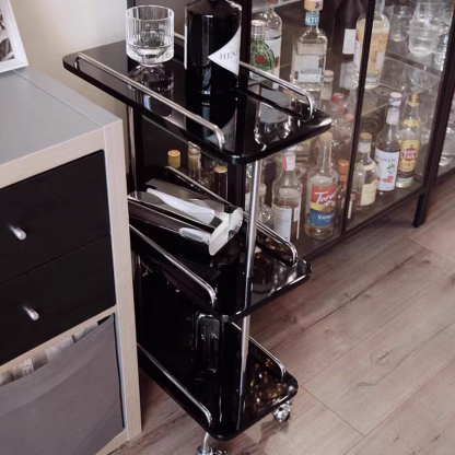 ステンレスフレーム天然木ワゴン