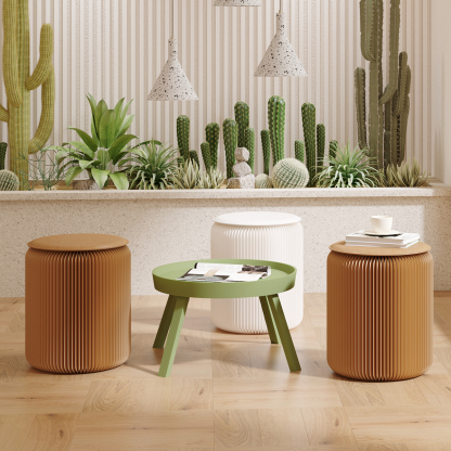 Kraft Paper 折りたたみ クラフト紙ラウンドスツール