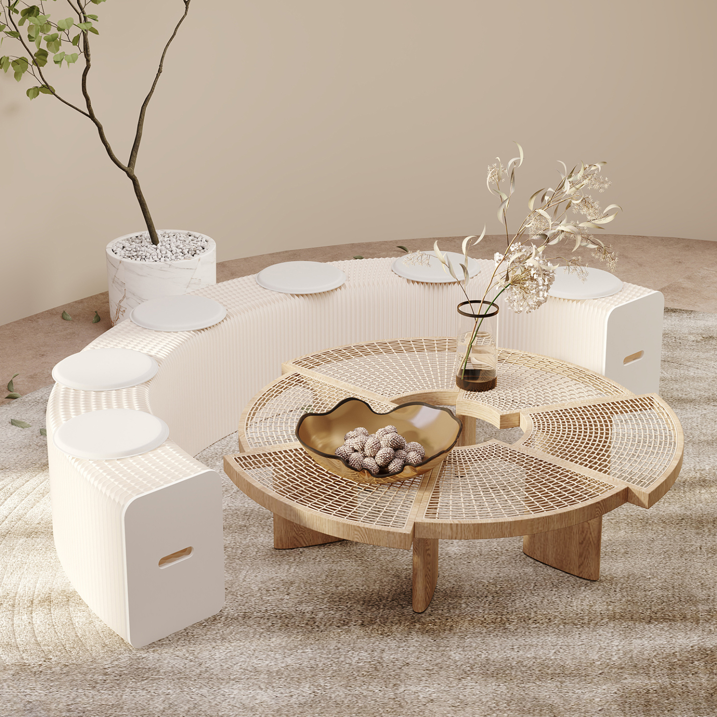 Kraft Paper オルガン型 クラフト紙ロングスツール