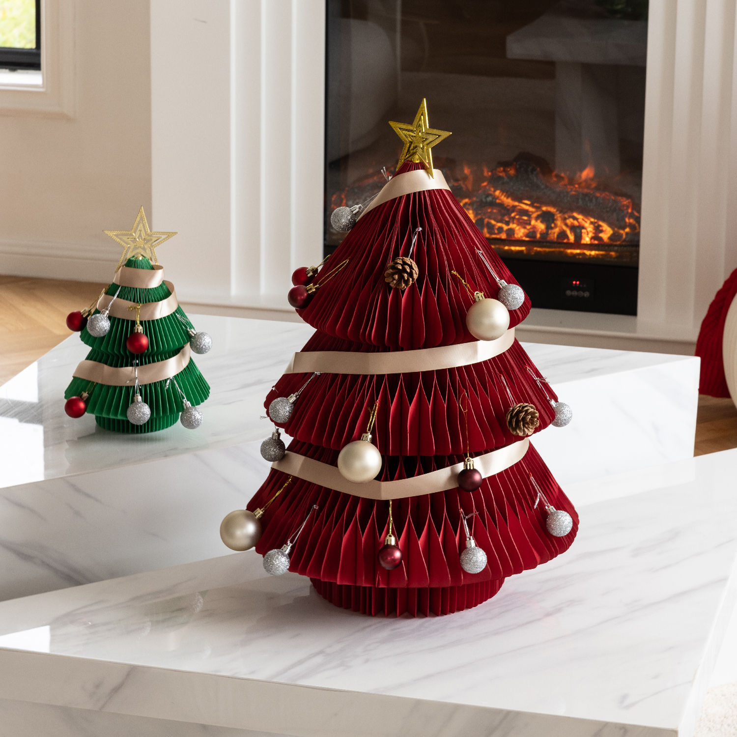 Kraft Paper ミニツインクリスマスツリー | 環境に優しく組み立て簡単