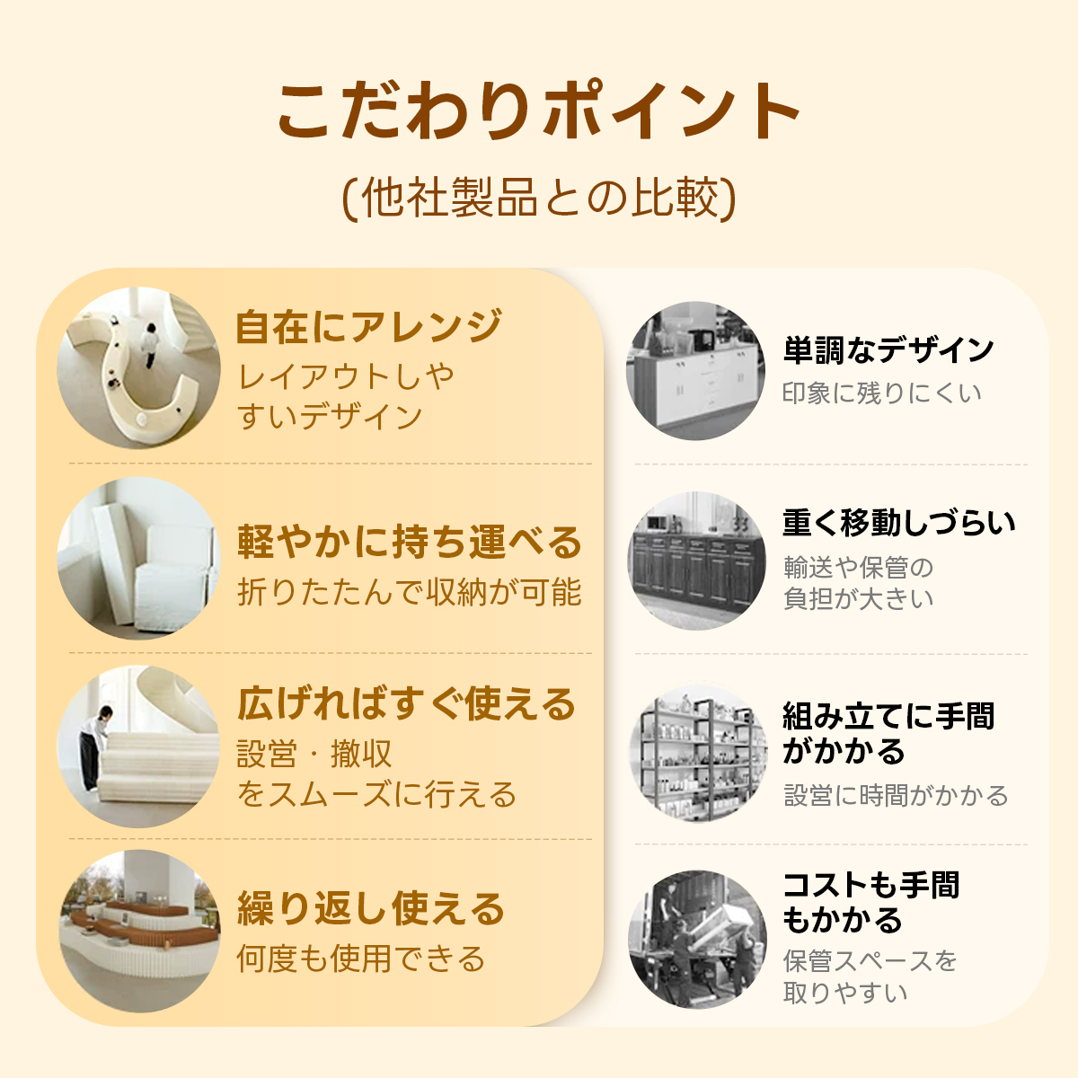 Kraft Paper サークルカウンター｜2段の収納スペース付きでどこでも