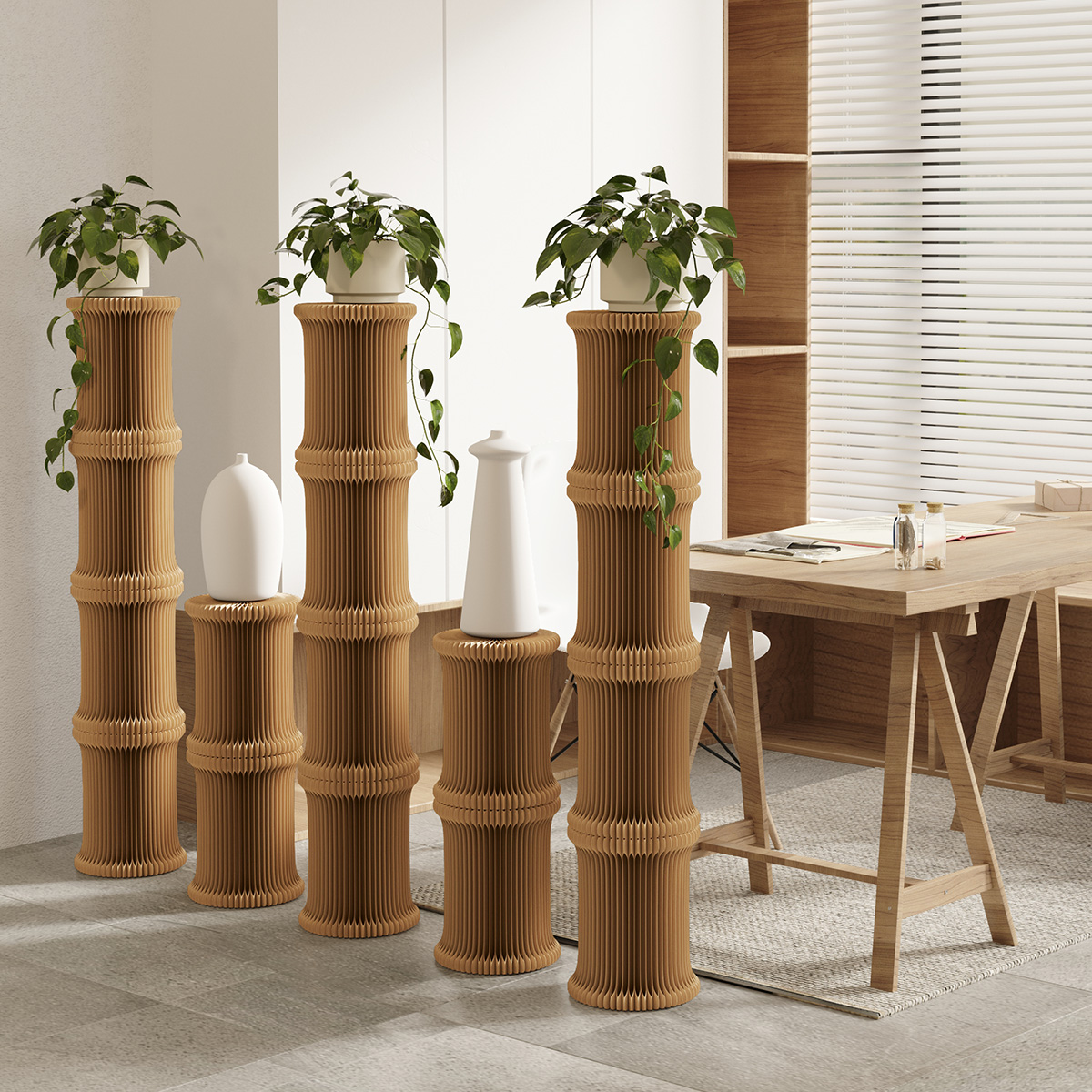 Kraft Paper バンブーサイドテーブル｜ディスプレイやテーブルなど多