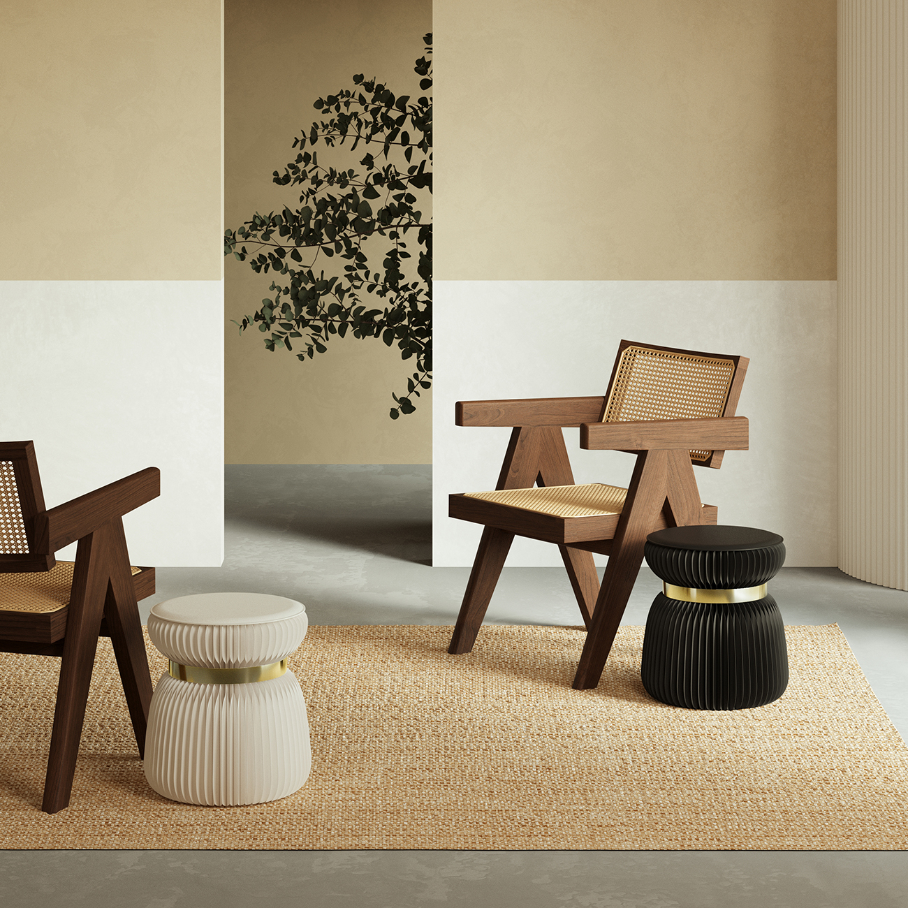 Kraft Paper ミニマルモダンスツール｜折り畳み式で玄関やリビングで