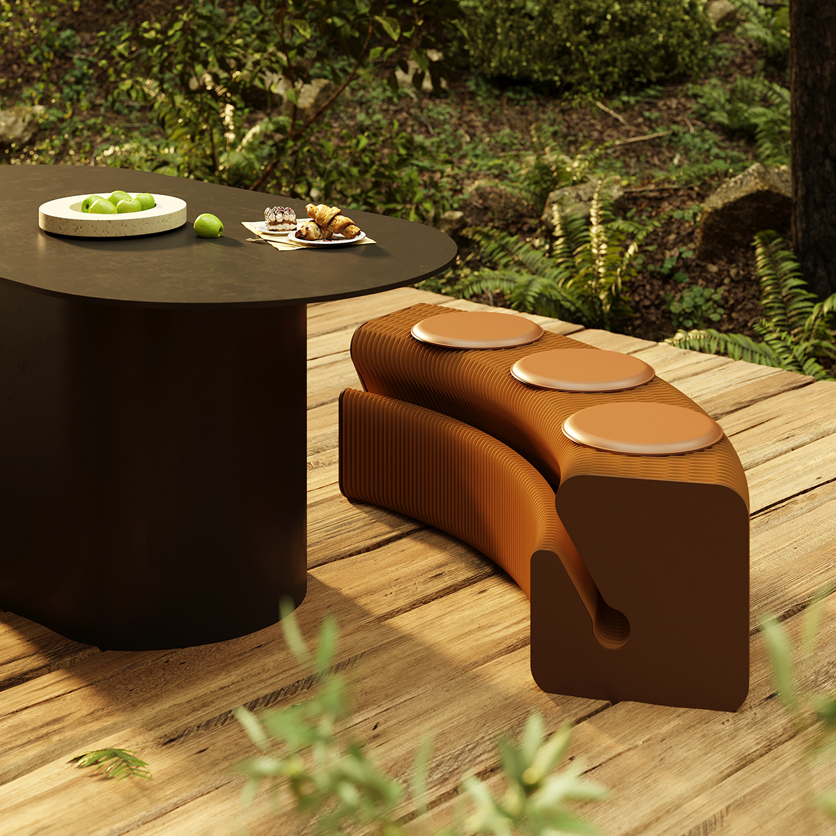 Kraft Paper 収納付きロングスツール