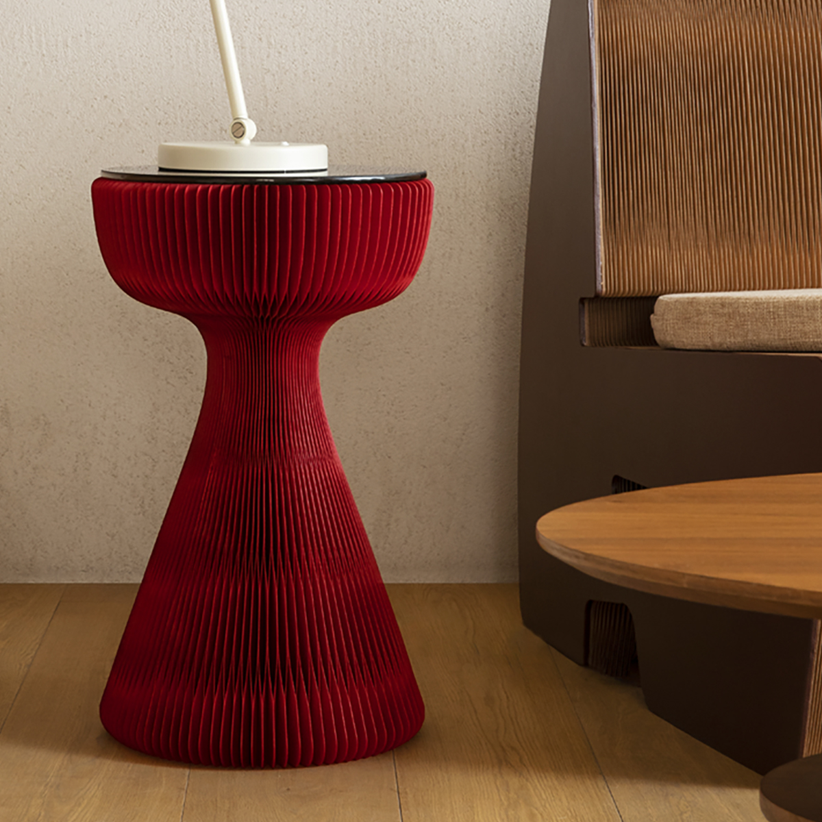 Kraft Paper 強化ガラス天板アートテーブル