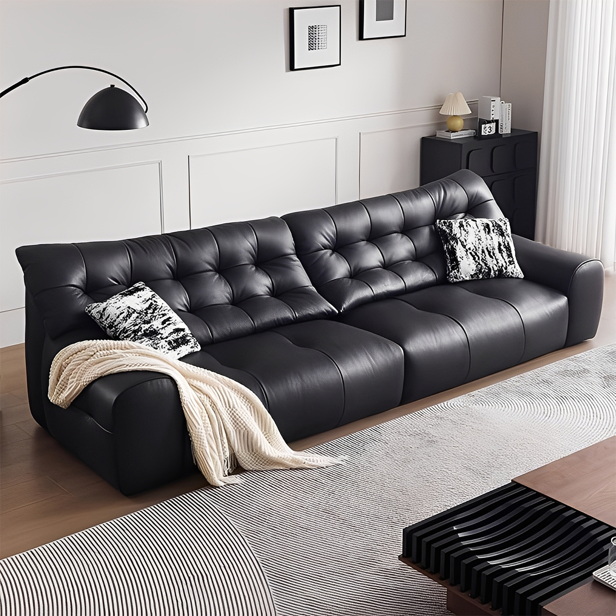 セミアニリンレザー オールインワンリラックスソファ | 滑らかな手触り